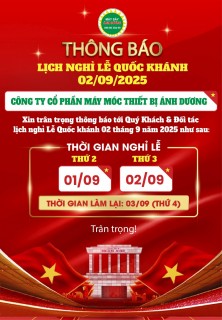 🎉️🎉 THÔNG BÁO LỊCH NGHỈ LỄ QUỐC KHÁNH 2/9 🎉️🎉