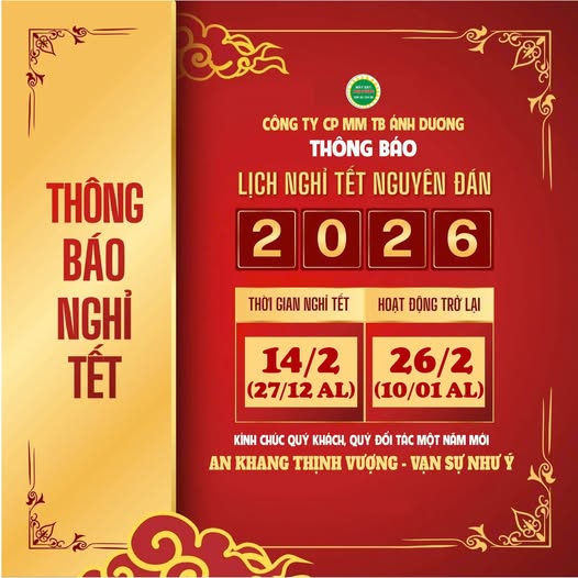 THÔNG BÁO LỊCH NGHỈ TẾT NGUYÊN ĐÁN 2026