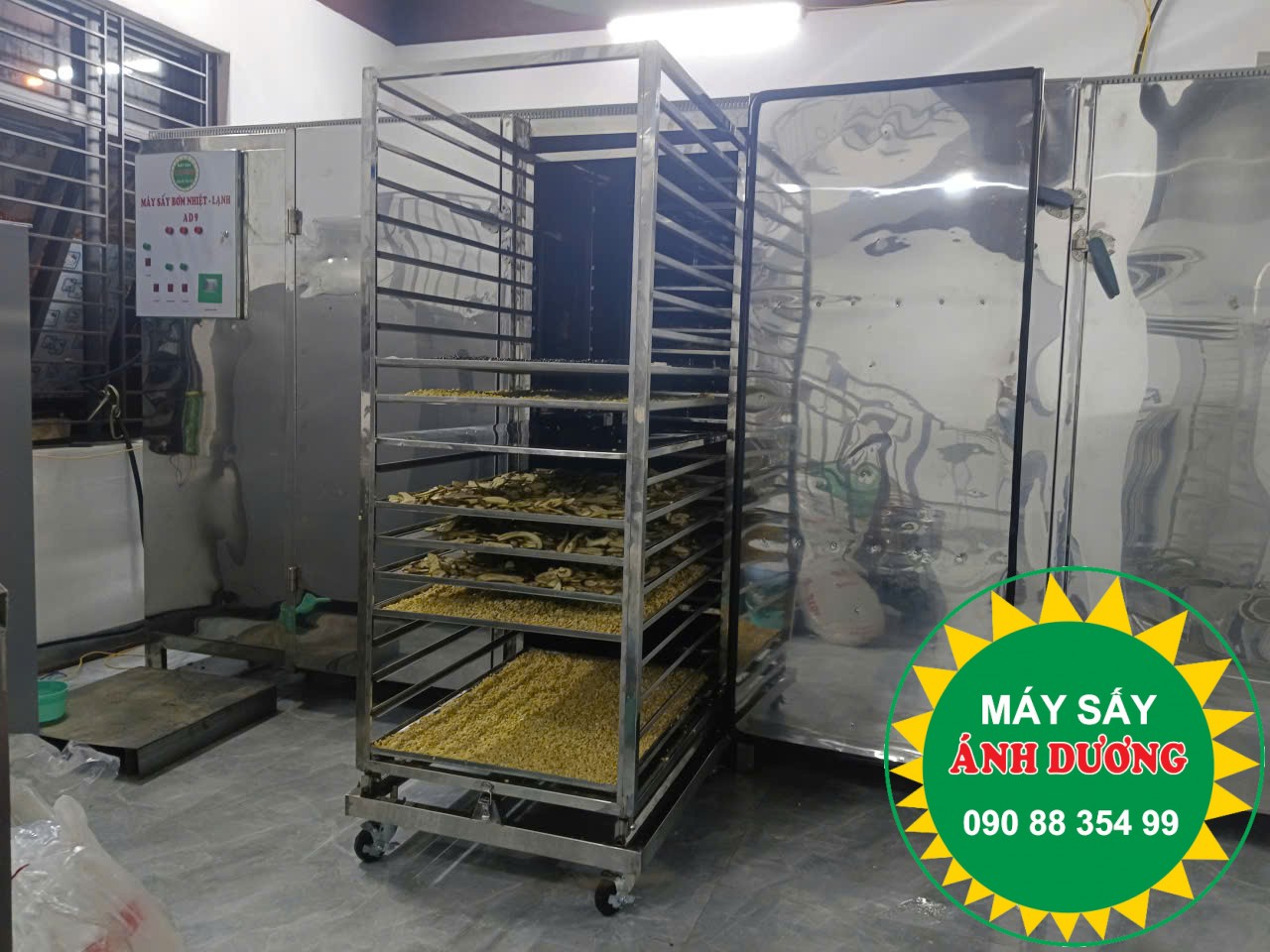 Máy sấy Bơm Nhiệt (Lạnh) AD9  full inox Ánh Dương